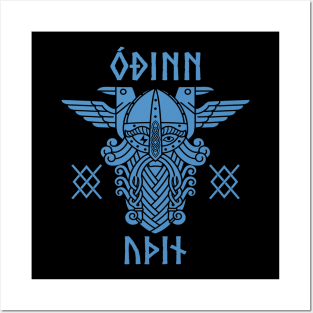 Odin Norse God Futhark Runes Pagan Viking Mythology Allfather Posters and Art
